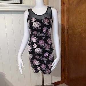 Black Floral Bodycon Dress, Small